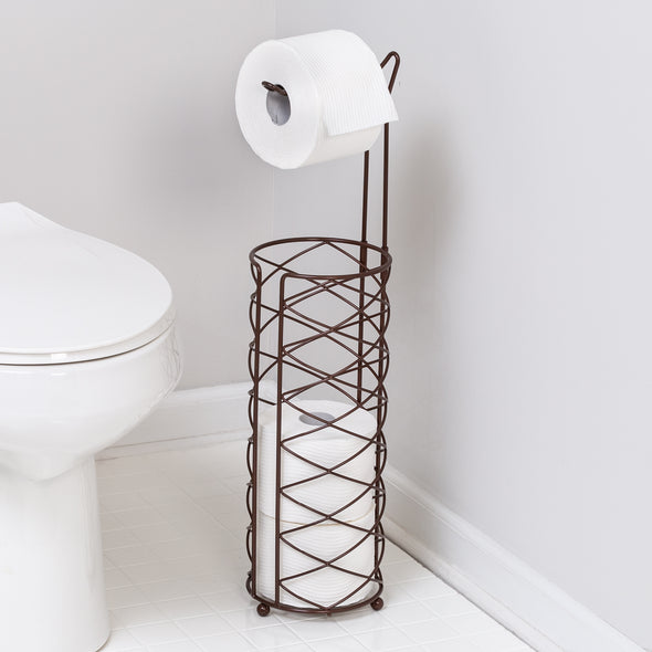 Better Homes & Gardens Free-Standing Toilet Paper Roll Holder, Satin Nickel  Finish