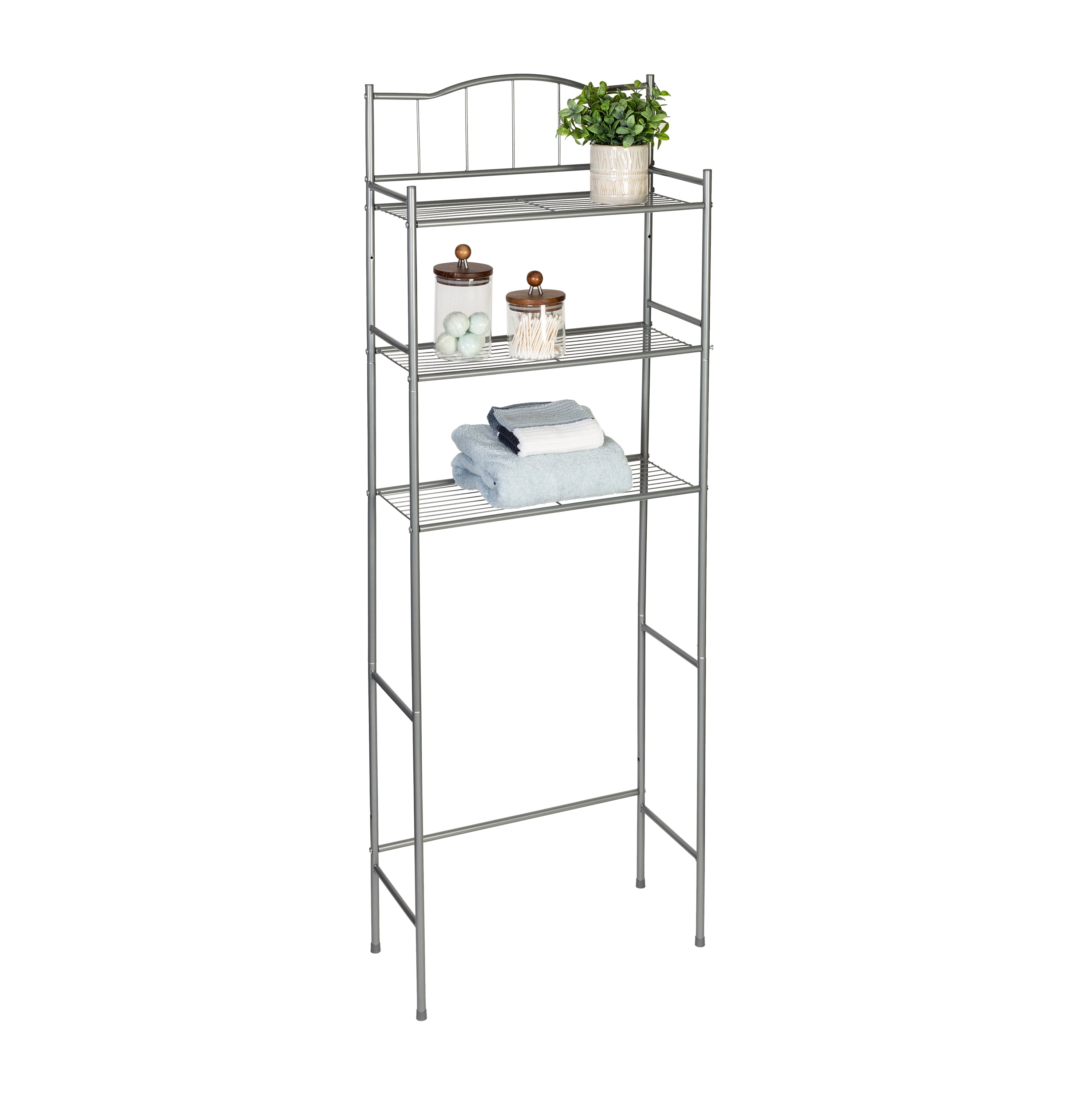 Honey Can Do 3-Shelf Over-the-Toilet Space Saver, Satin Nickel