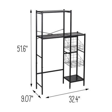 Black Over-the-Toilet Space Saver with Reversible Side Shelving