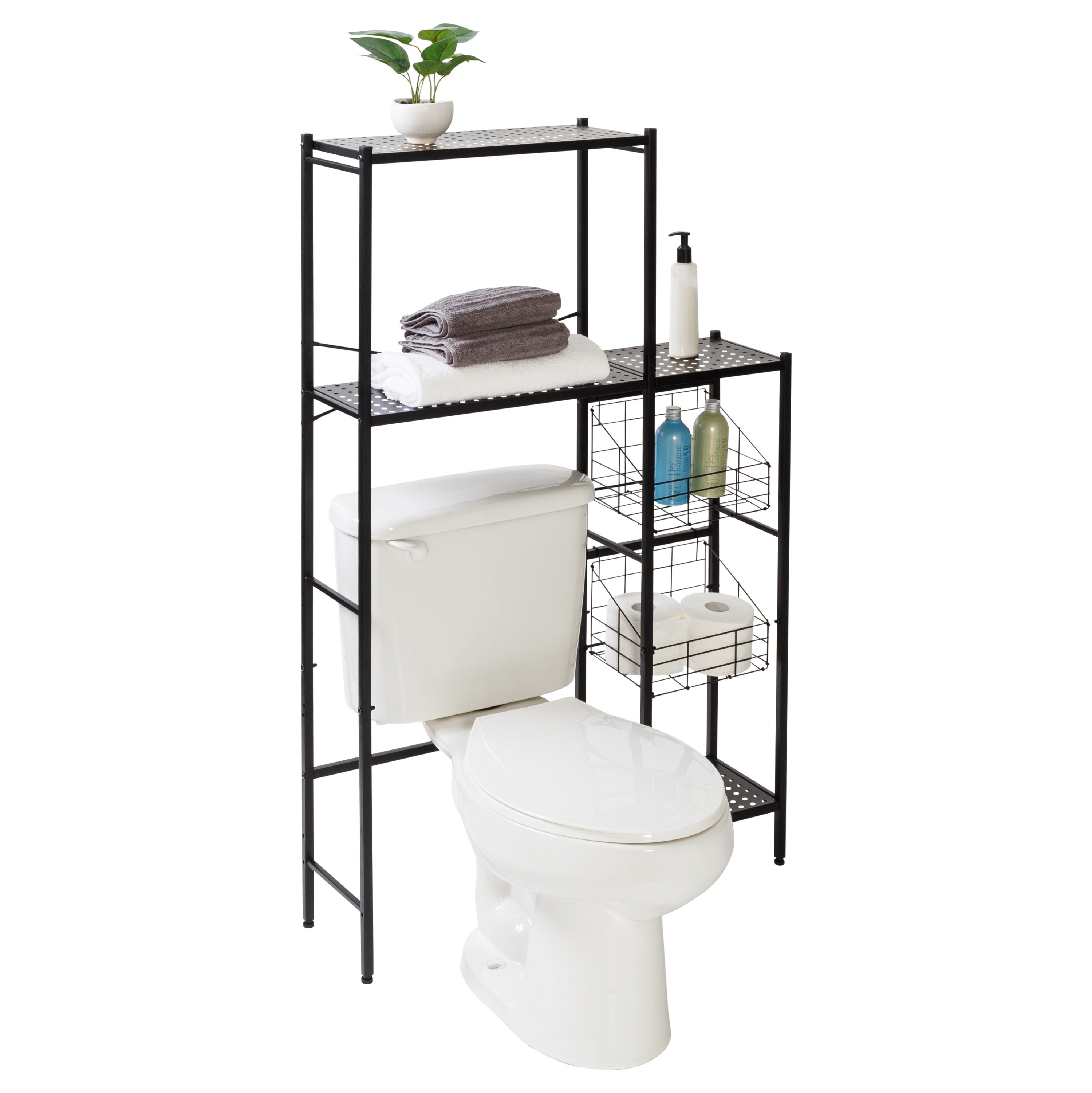 Over The Toilet Storage, 3-Tier Industrial Over Toilet Bathroom Organizer,  Bathroom Shelves Over Toilet with Adjustable Feet
