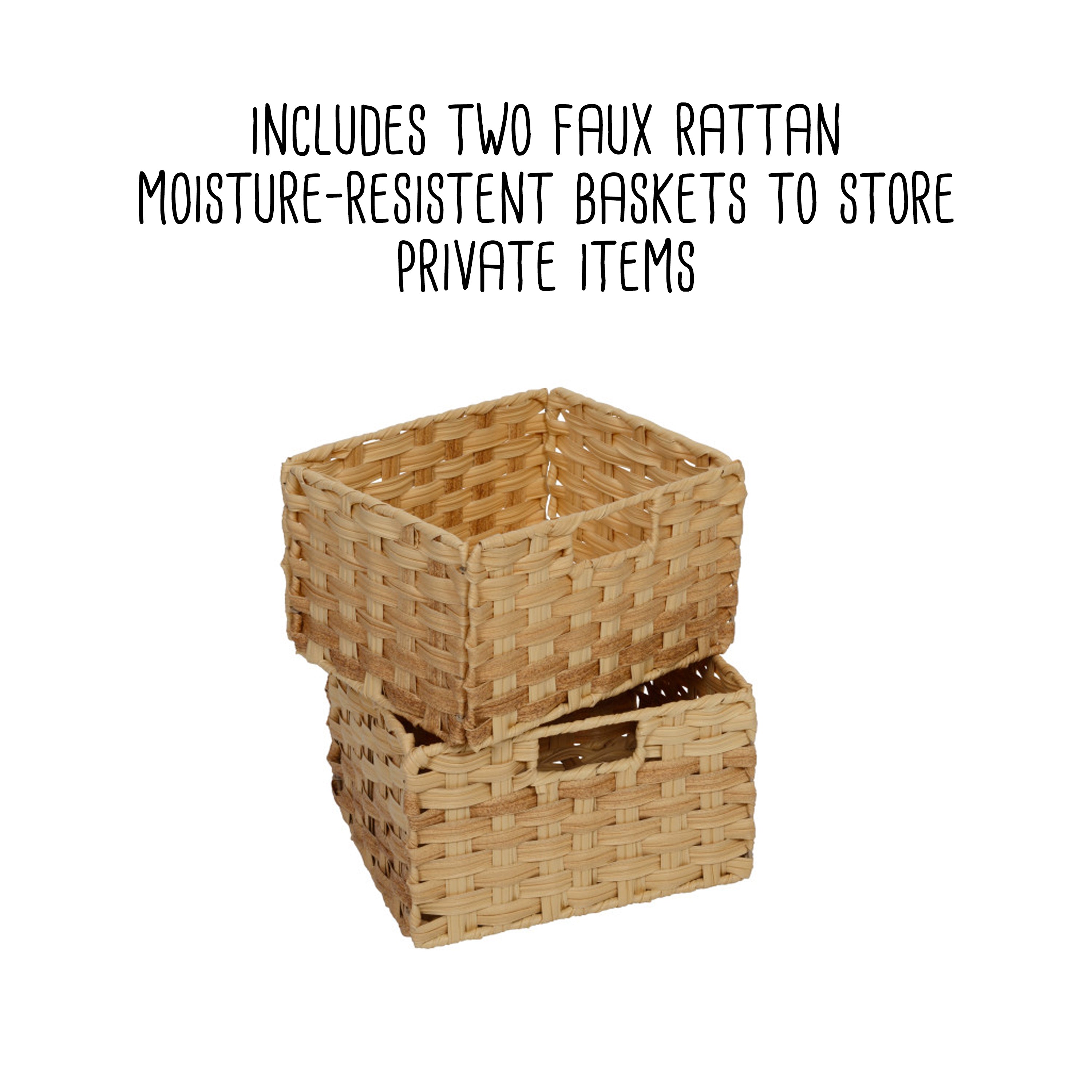 Rattan Plastic Weave Basket, Storage Bins Organizer For Closet, Shelf,  Kitchen, Pantry And Bathroom - Ideal For Makeup, Cosmetics, Hair Supplies,  And