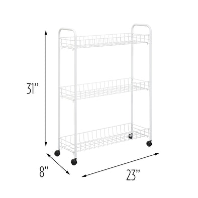 White 3-Tier Narrow Utility Storage Cart