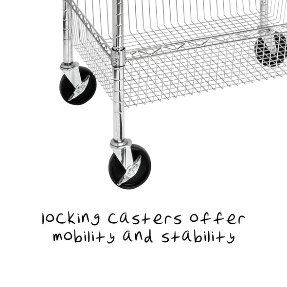4” locking casters allow for easy transportation of heavy loads
