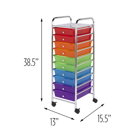 Rainbow 10-Drawer Metal Rolling Storage Cart
