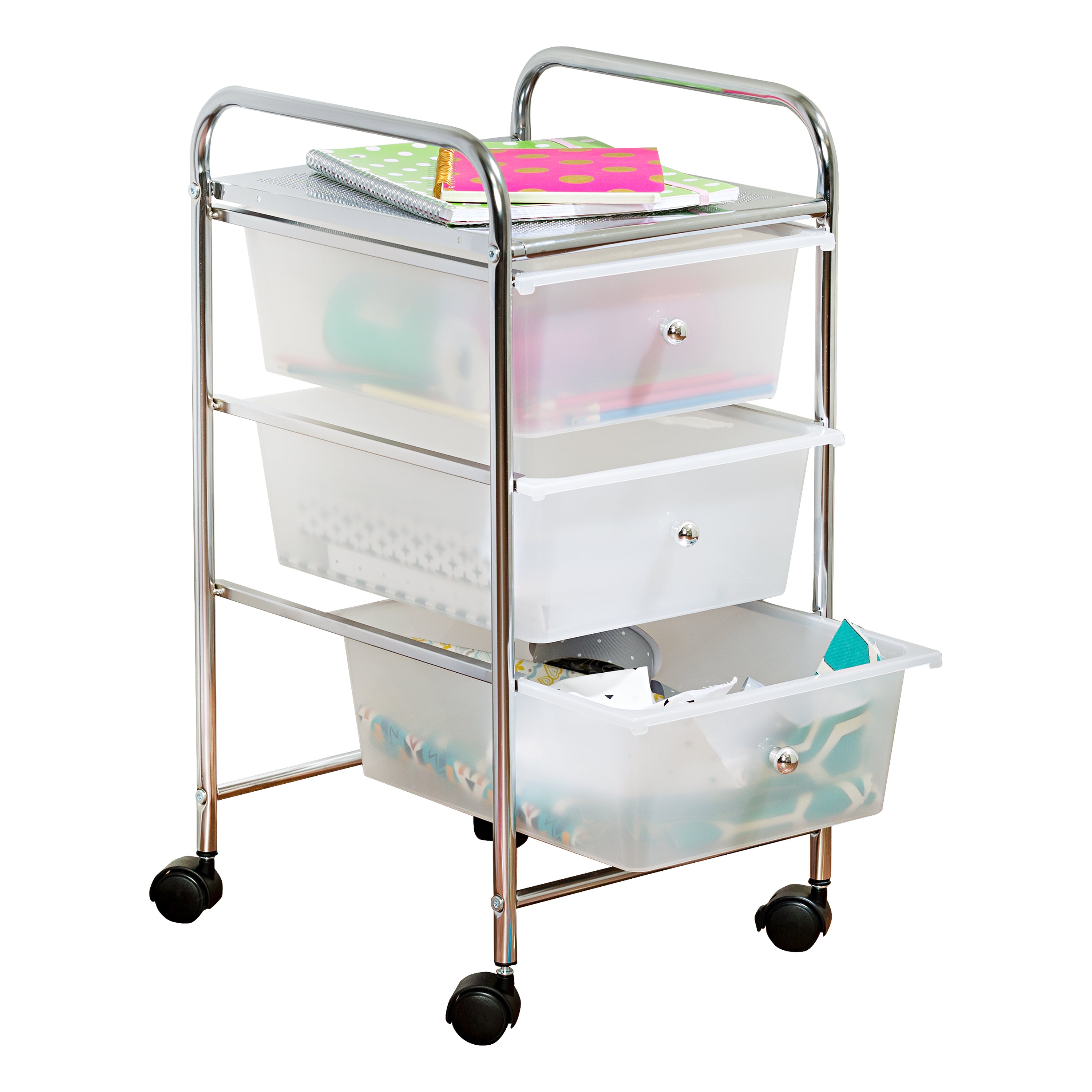 Honey-Can-Do CRT-01451 Heavy Duty Rolling Utility Cart, Chrome Wire, 3-Tier  : : Home