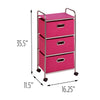 Pink 3-Drawer Rolling Fabric Cart