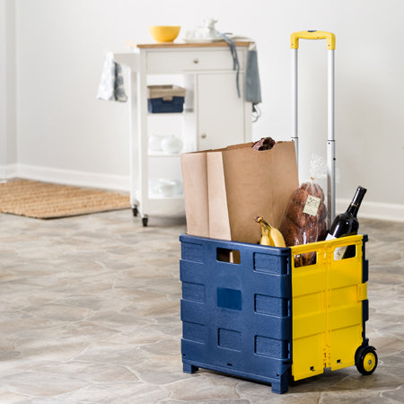 Blue/Yellow Folding Utility Cart with Handle