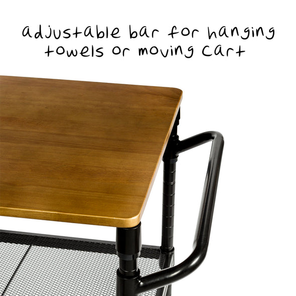 Adjustable bar for hanging towels or moving cart