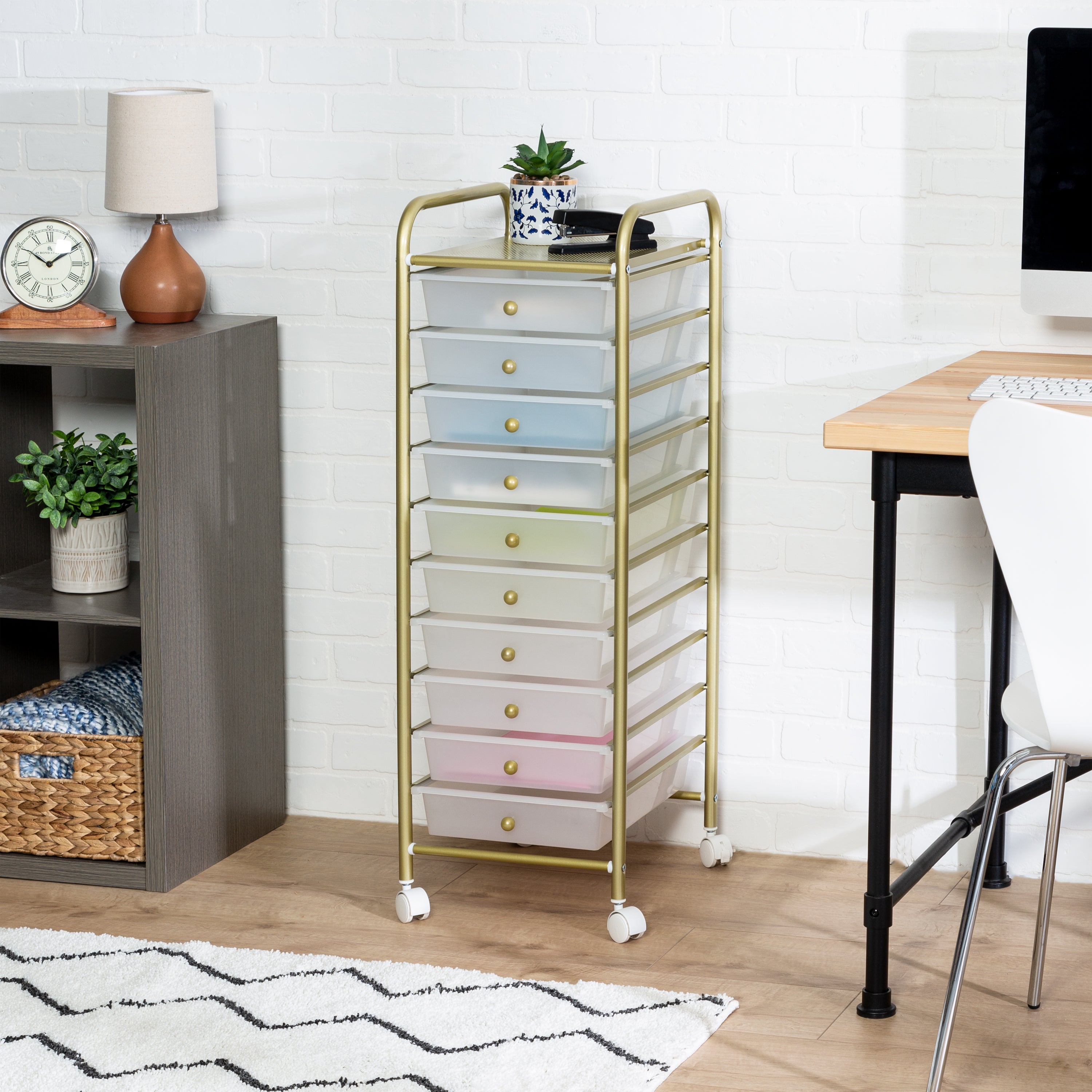 Honey Can Do 10-Drawer Gold Rolling Storage Cart