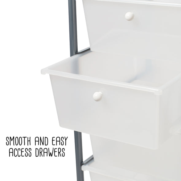 Clear/Silver Plastic 5-Drawer Storage Cart