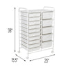 Overall cart dimensions are 24.8”L x 15.3”W x 37.8”H