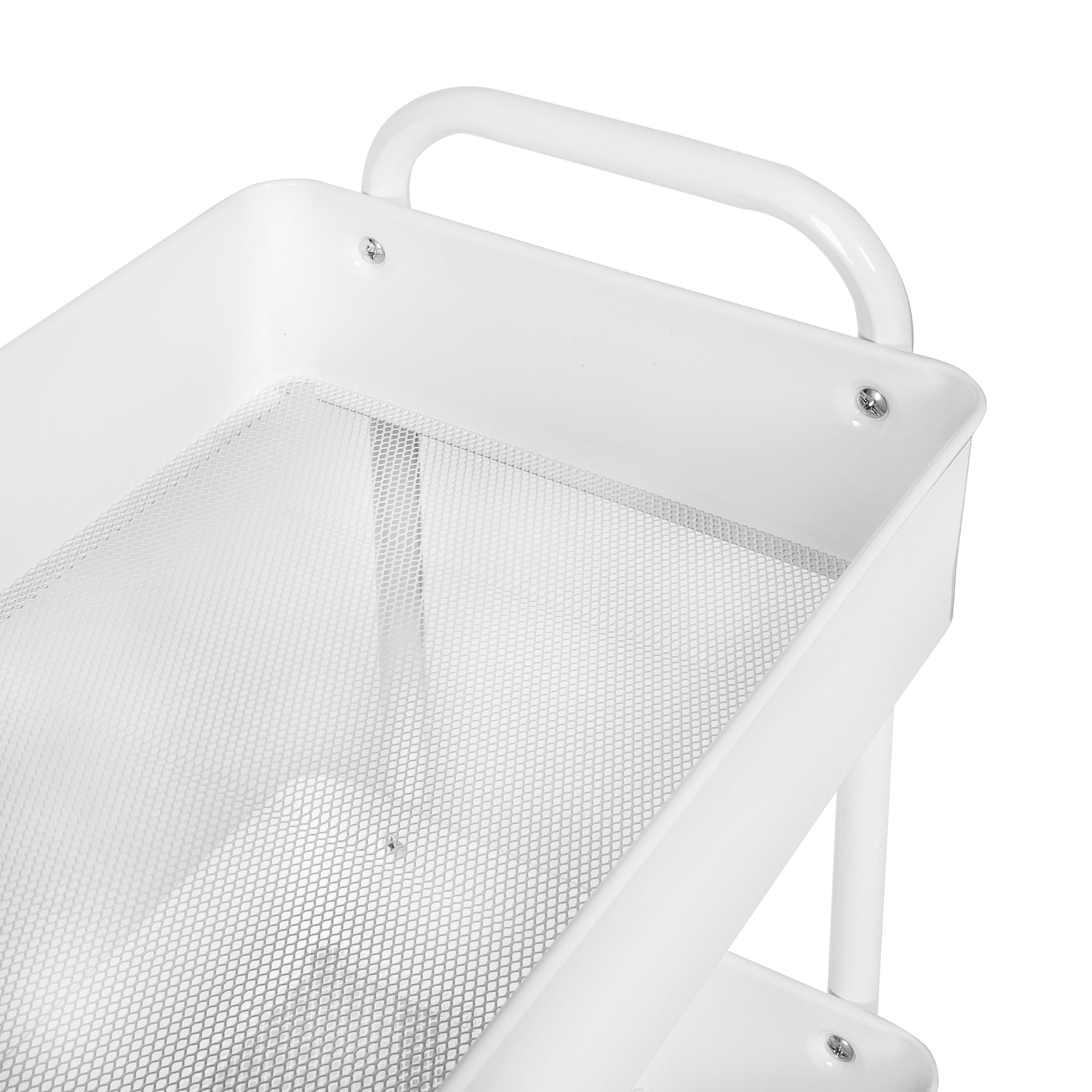 White 3Tier Metal Rolling Cart