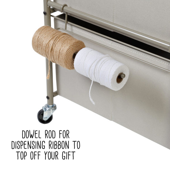 Dowel rod for dispensing ribbon to top off your gift