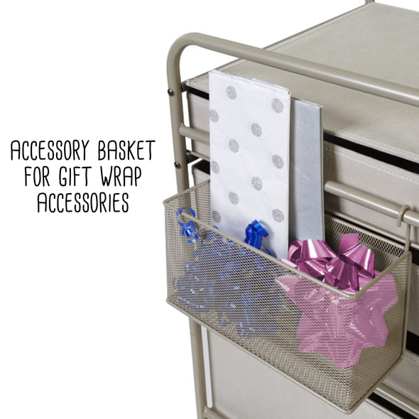 Accessory basket for gift wrap accessories
