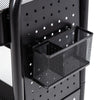 Black Craft Cart with Wheels, Pegboard, Shelf, and Metal Basket