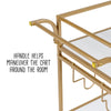 Gold/White 3-Tier Rolling Bar Cart with Rack and Handle