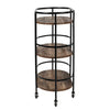 Black/Rustic Brown 3-Tier Rolling Bar and Serving Cart