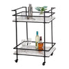 Black/White Faux Marble 2-Tier Bar and Serving Cart