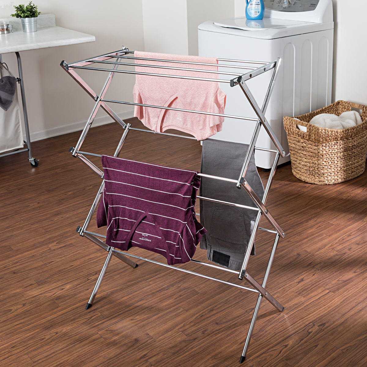 Chrome Commercial Folding Accordion Drying Rack