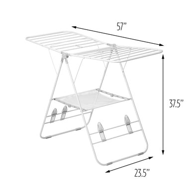 White Heavy-Duty Folding Gullwing Laundry Drying Rack