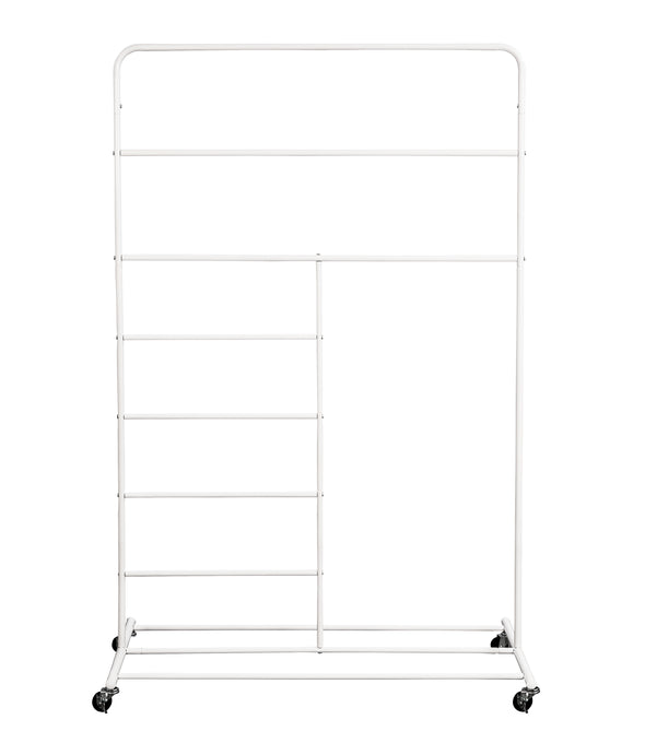 White Multi-Section Rolling T-Bar Drying Rack