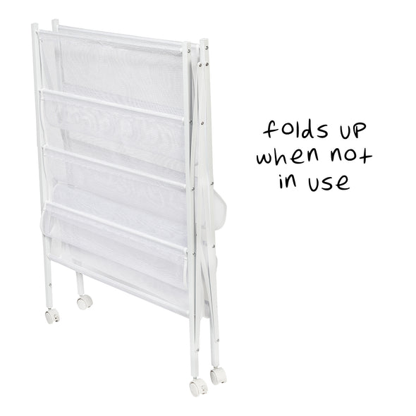 Collapses and folds up for easy storage when not in use