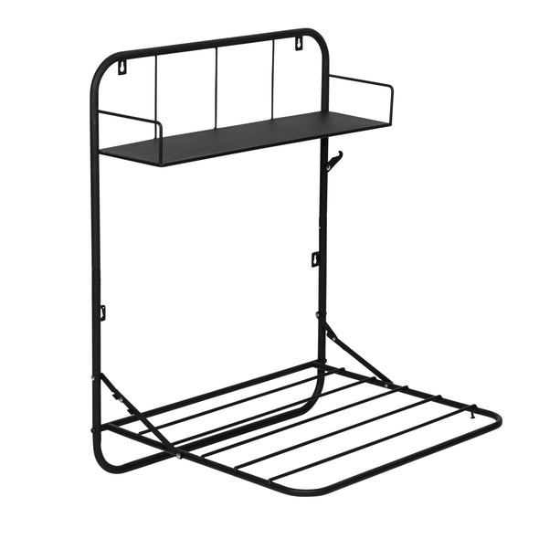 Black Over-the-Door or Wall Mount Folding Drying Rack and Shelf