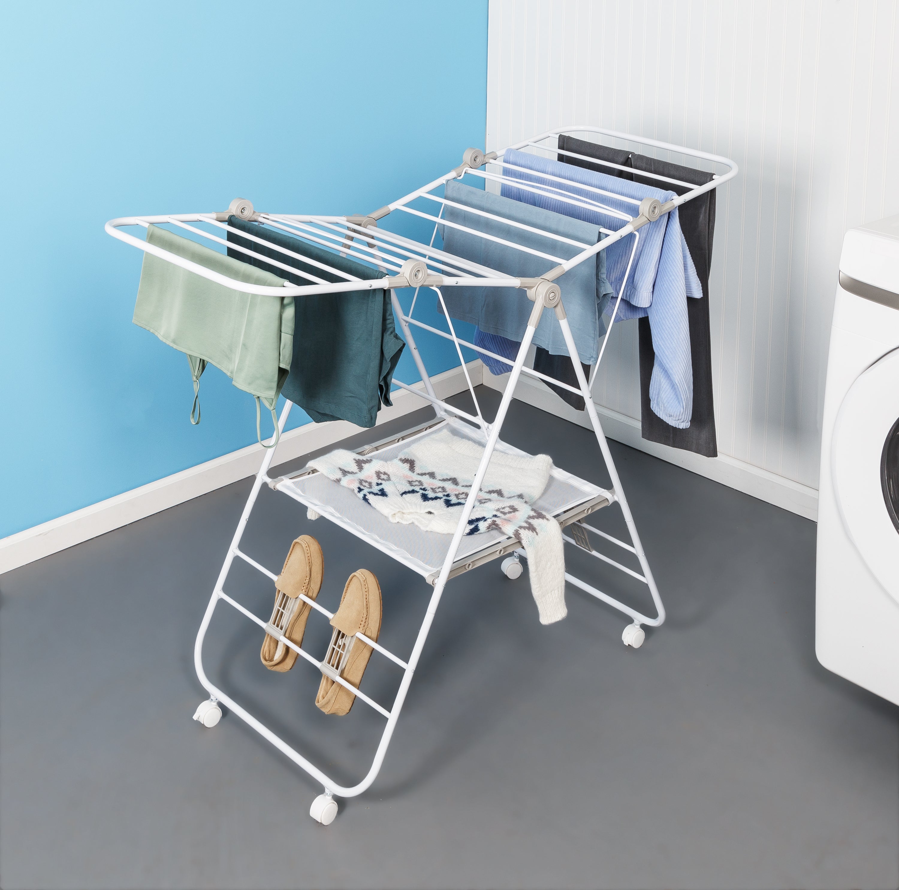 Foldable Clothes Drying Laundry Rack - White