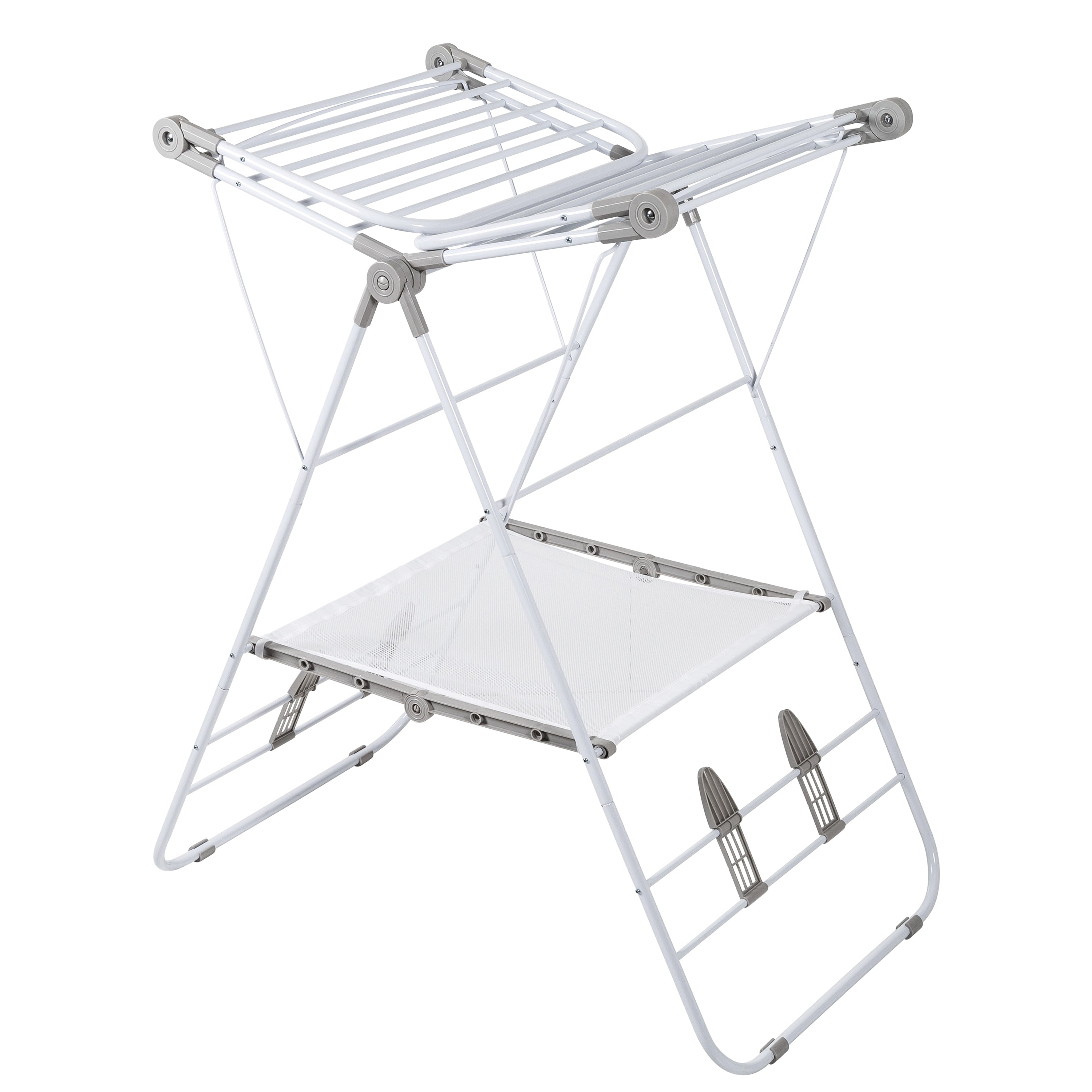 White Large Expandable and Folding Wing Drying Rack