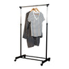 Black/Chrome Adjustable Height Rolling Clothes Rack