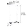 Chrome Adjustable Height and Width Rolling Metal Clothes Rack