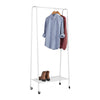 Matte White Metal Rolling Clothes Rack with Shelf