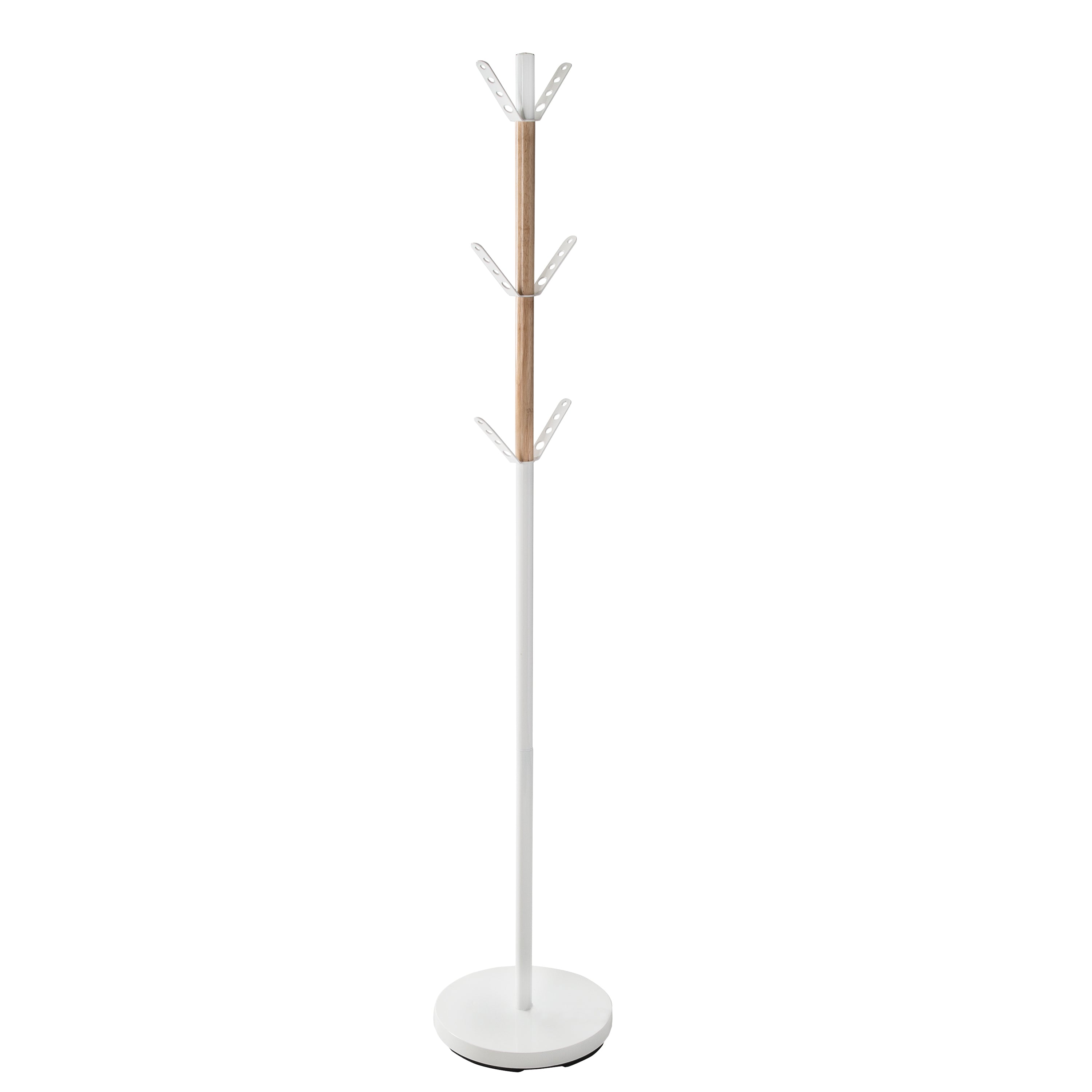 Honey-Can-Do - Modern Standing Coat Rack with Wood Accent - White