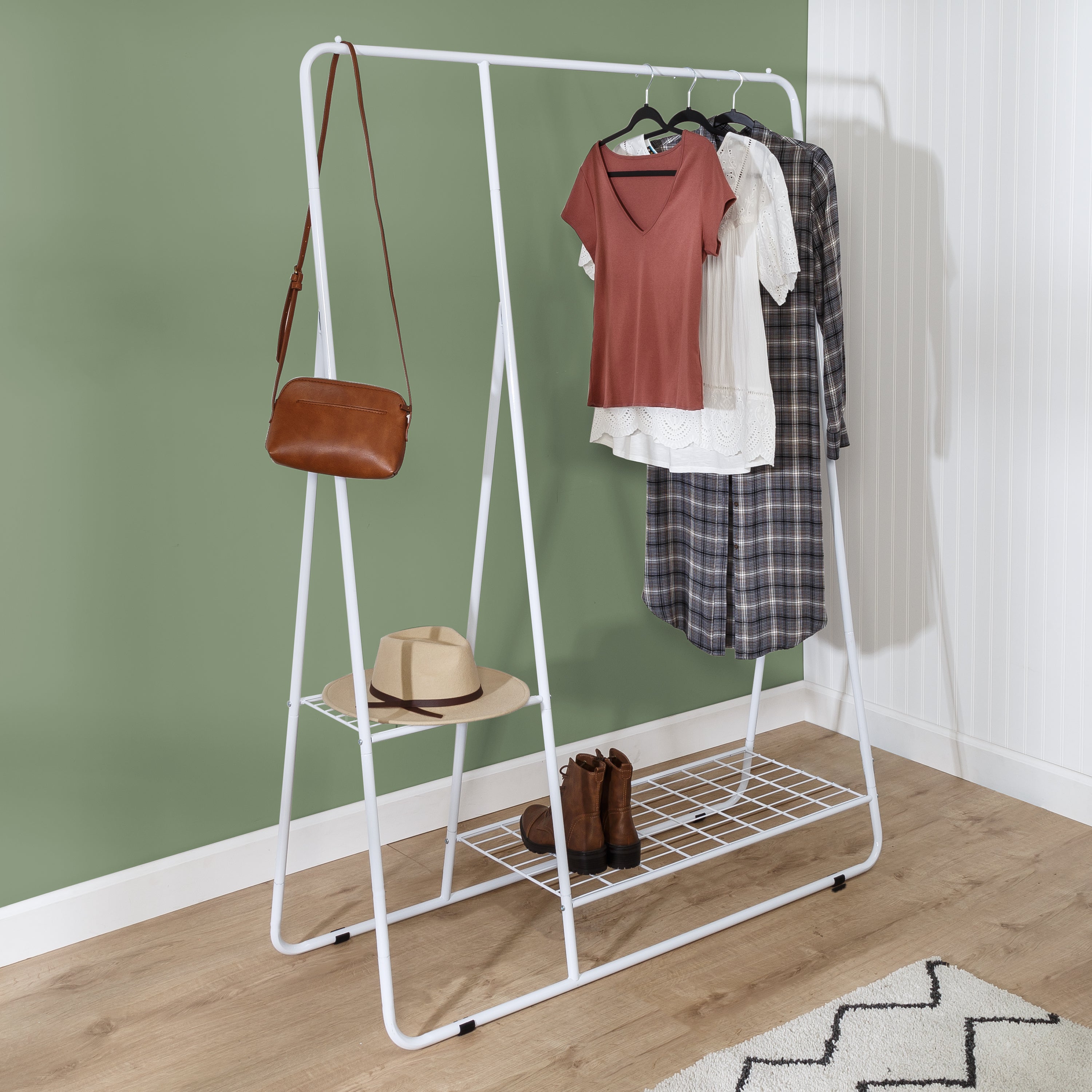 Double Clothes Rack Clothing Rack Garment Rack Industrial Pipe Clothes Rack  Clothing Storage Pipe Rack Shop Fixture Minimalist Rack 