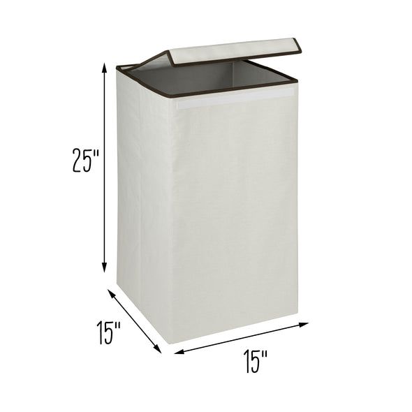 Natural Square Folding Laundry Hamper with Lid