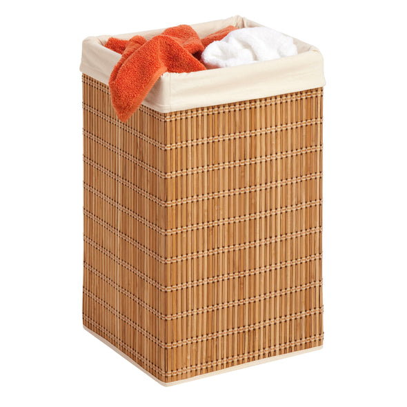 Natural Bamboo Square Wicker Hamper with Bag