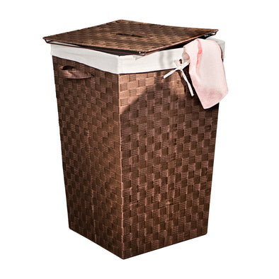 Brown Woven Square Hamper with Lid