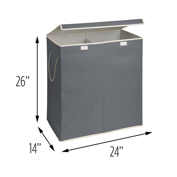 Gray Resin Large Dual Laundry Hamper with Lid