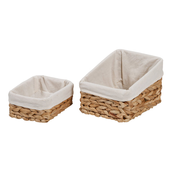 mDesign Water Hyacinth 3-Tiered Storage Baskets Floor Stand - White/Natural