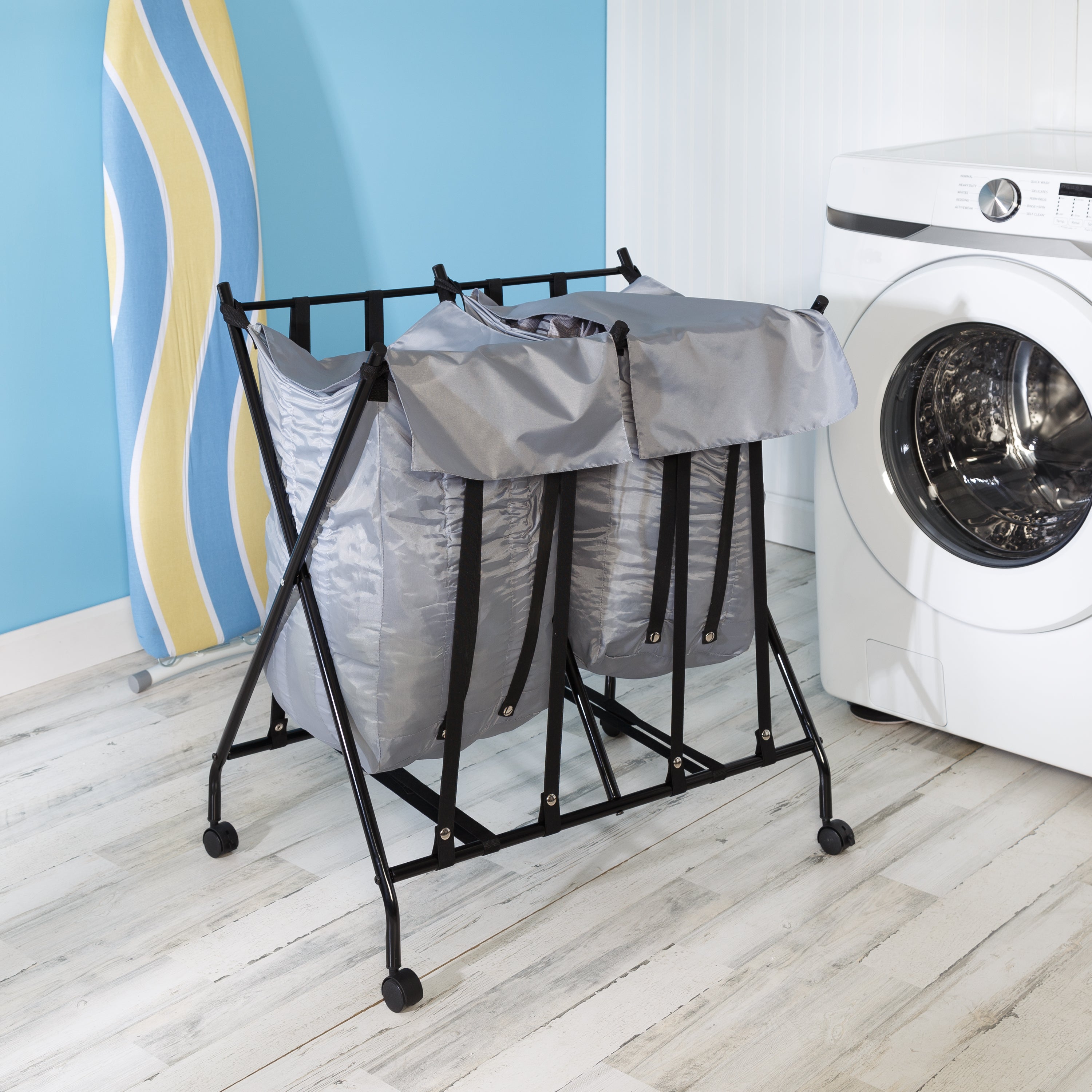 Honey Can Do Pop-Up Laundry Bin with Wheels, Black