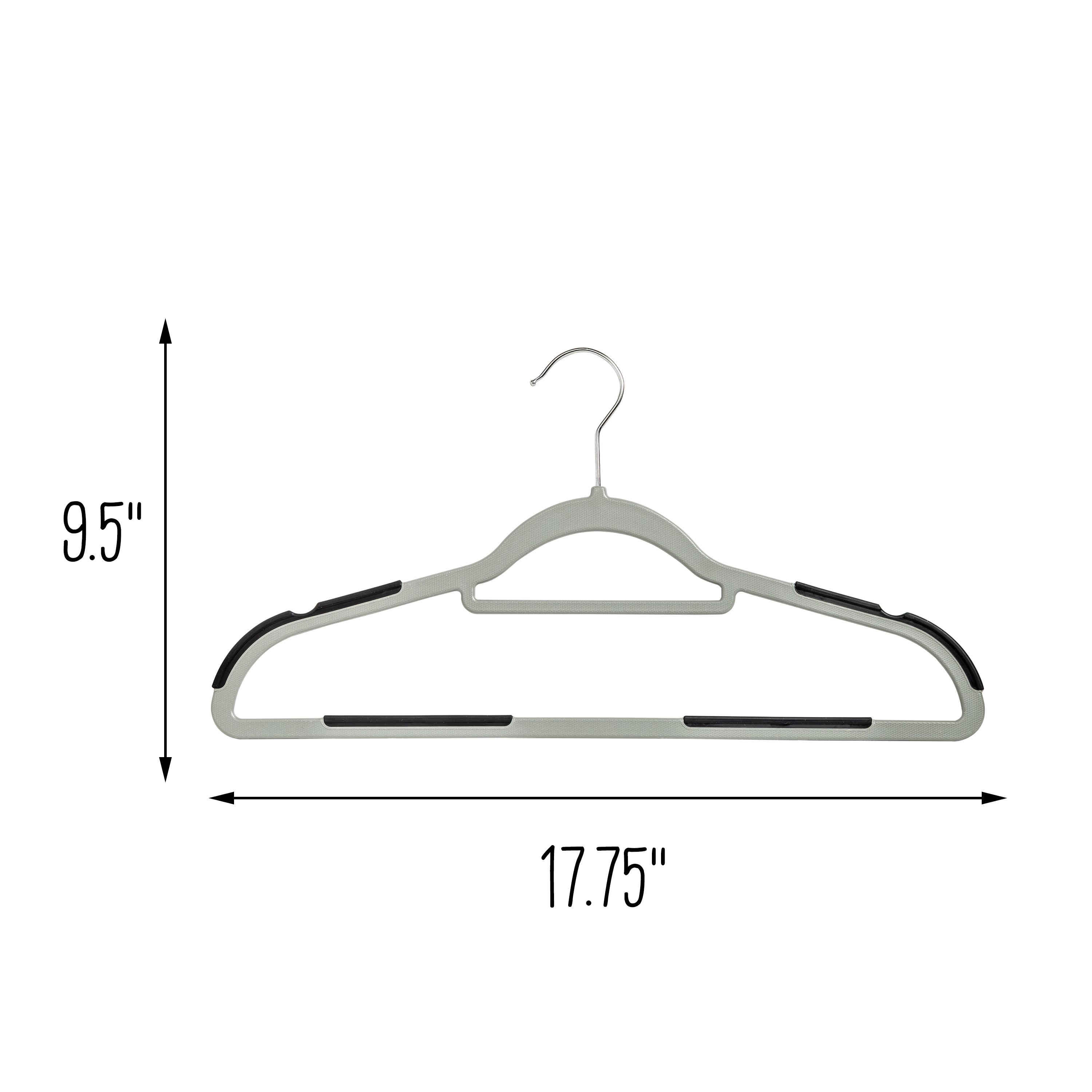 Space Saving Collection Plastic Non-Slip Hangers with Clips for Suit/Coat California Closets Black 50