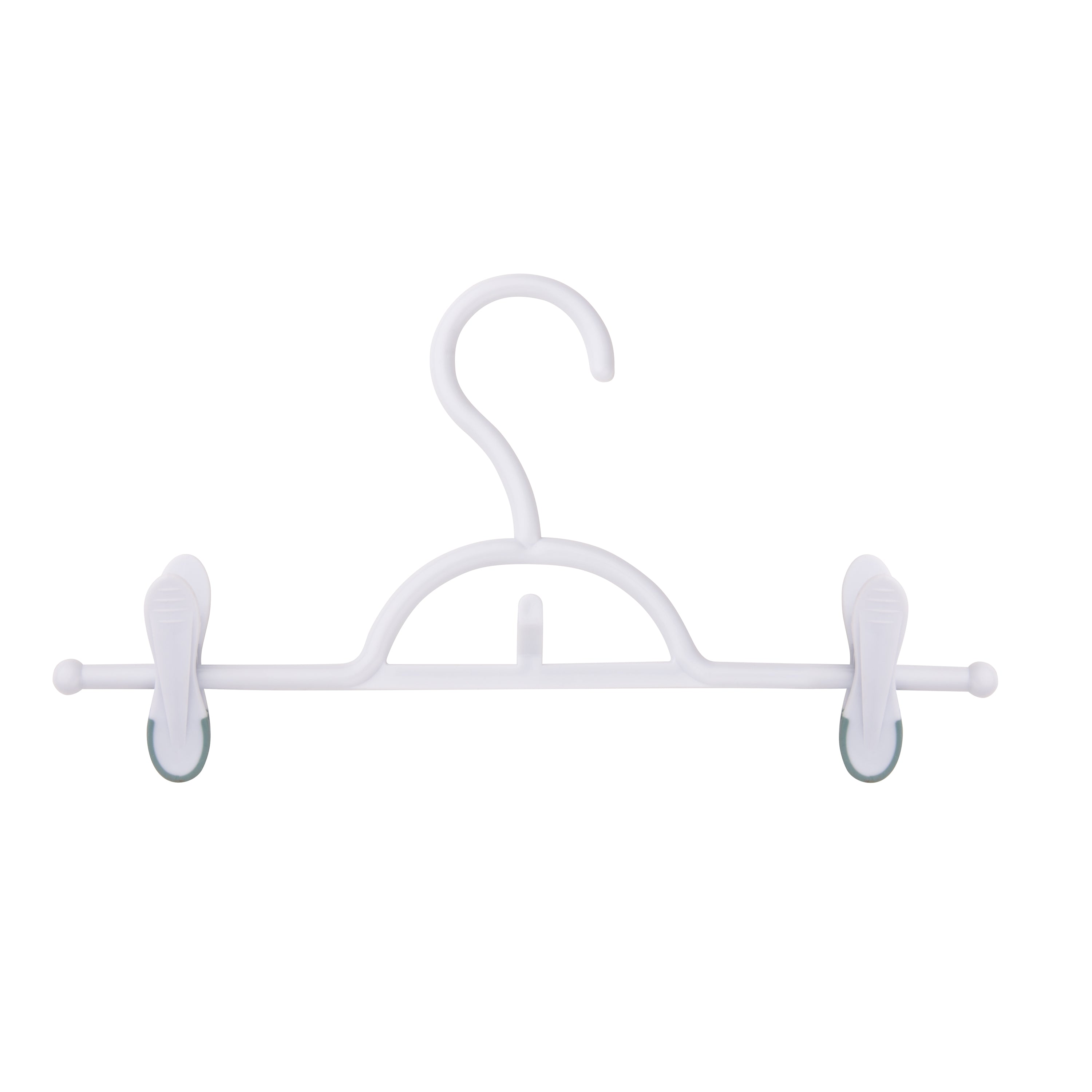 White Plastic Snap Grip Pant/Skirt Hanger w/ Swivel Hook - Plastic