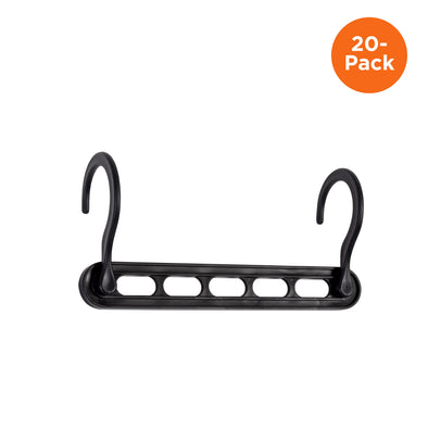 Black Plastic Cascading Collapsible Hangers (20-Pack)