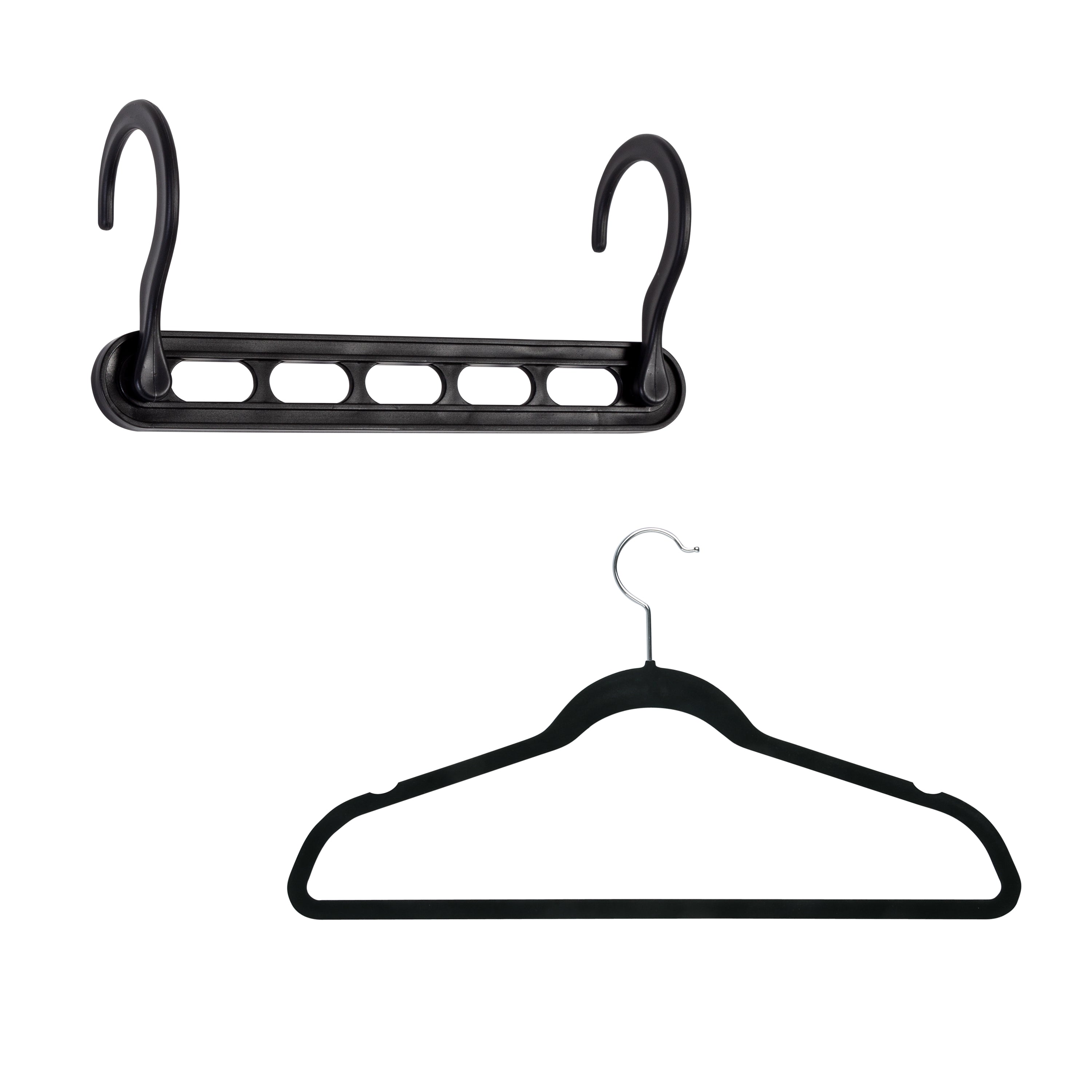 Honey-Can-Do Black Set of 5 Collapsible Hangers and 50 Velvet Non-Slip Hangers