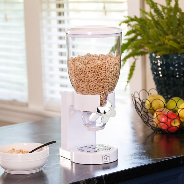 White 17.5-oz Cereal Dispenser with Portion Control