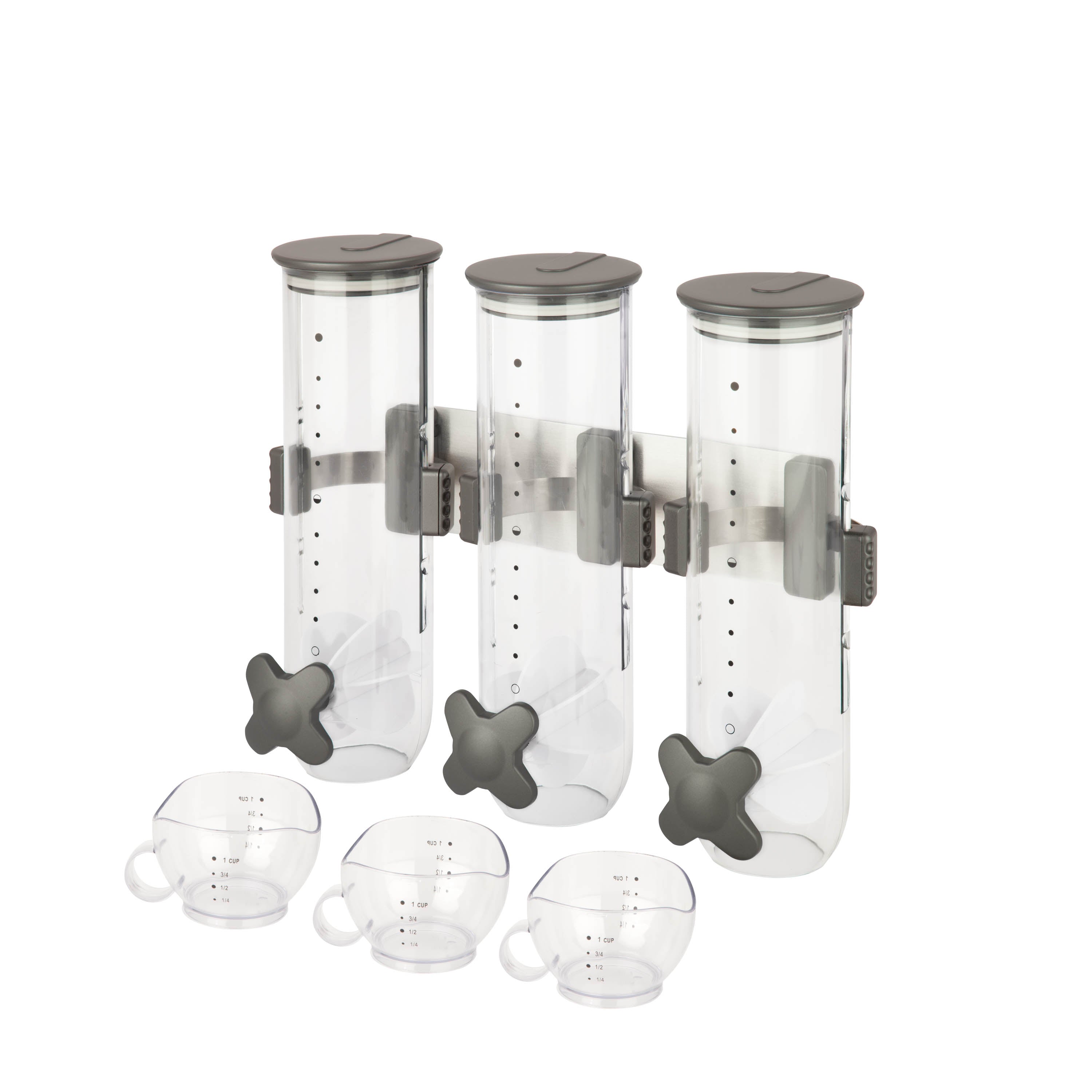 Honey-Can-Do Dual Canister Food Dispenser – 13-Ounce Each, For Cereal, Snacks, Coffee & Dry Goods