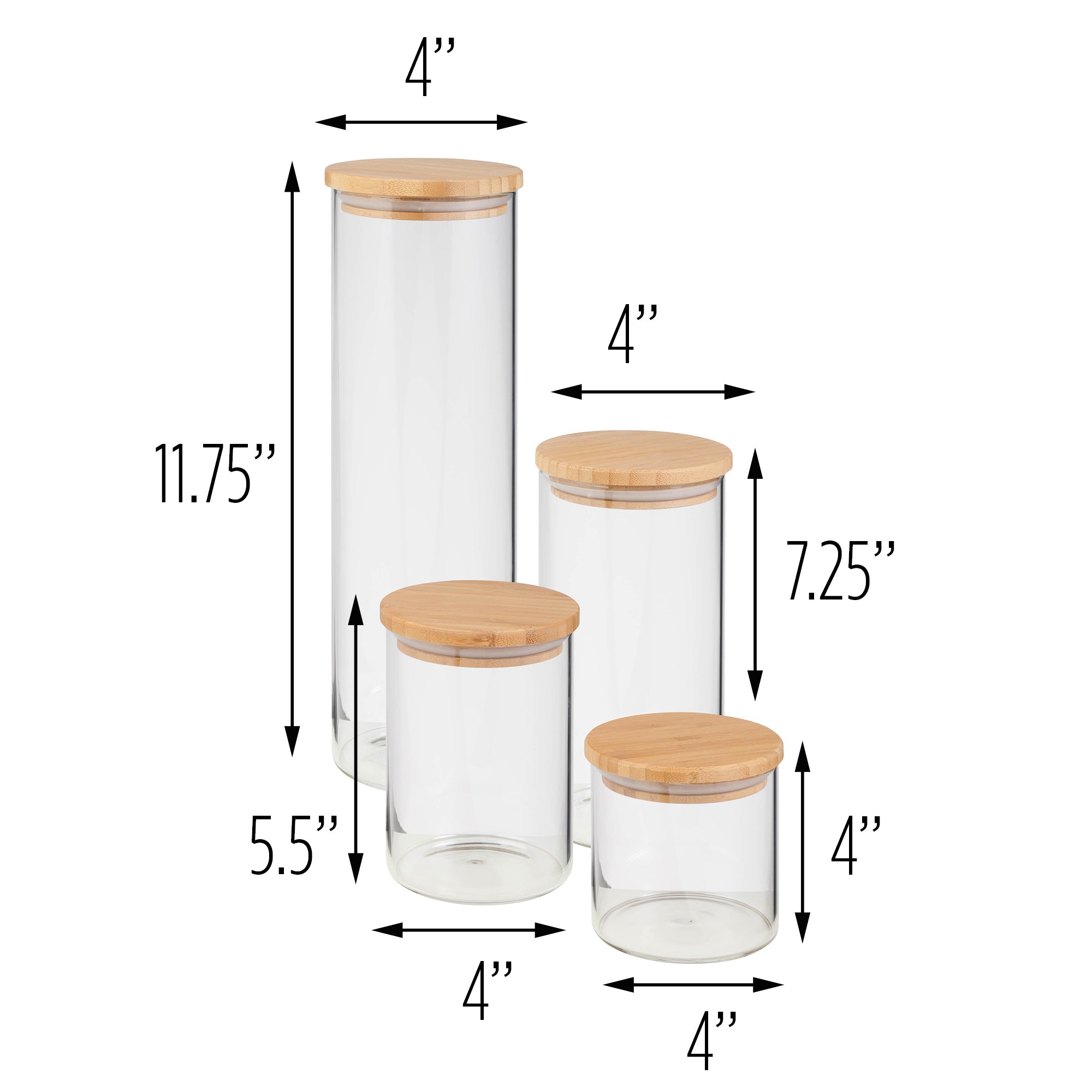 Bamboo Lid Glass Storage Pantry Jar