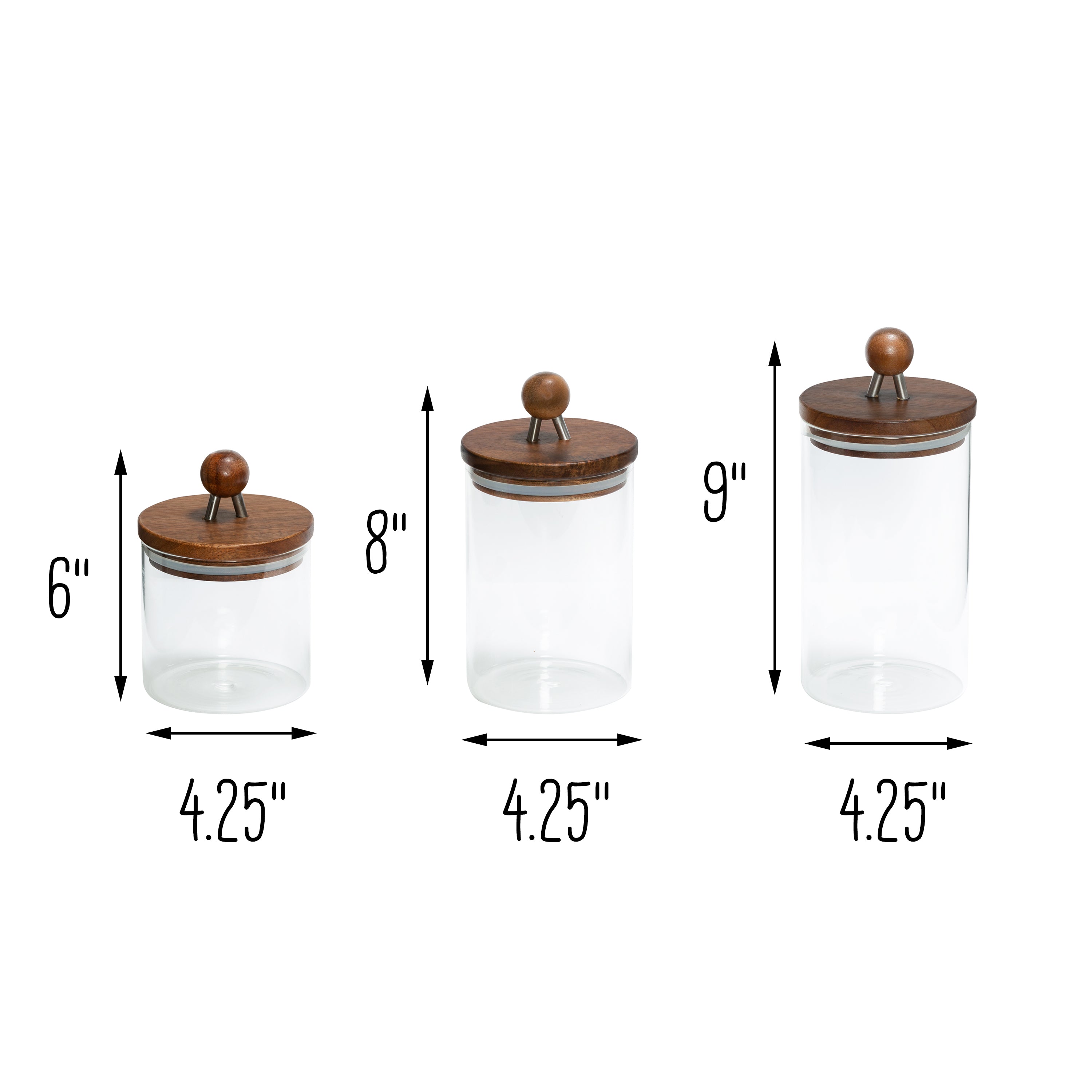 6-piece Glass Food Storage Container Set with Wood Lids
