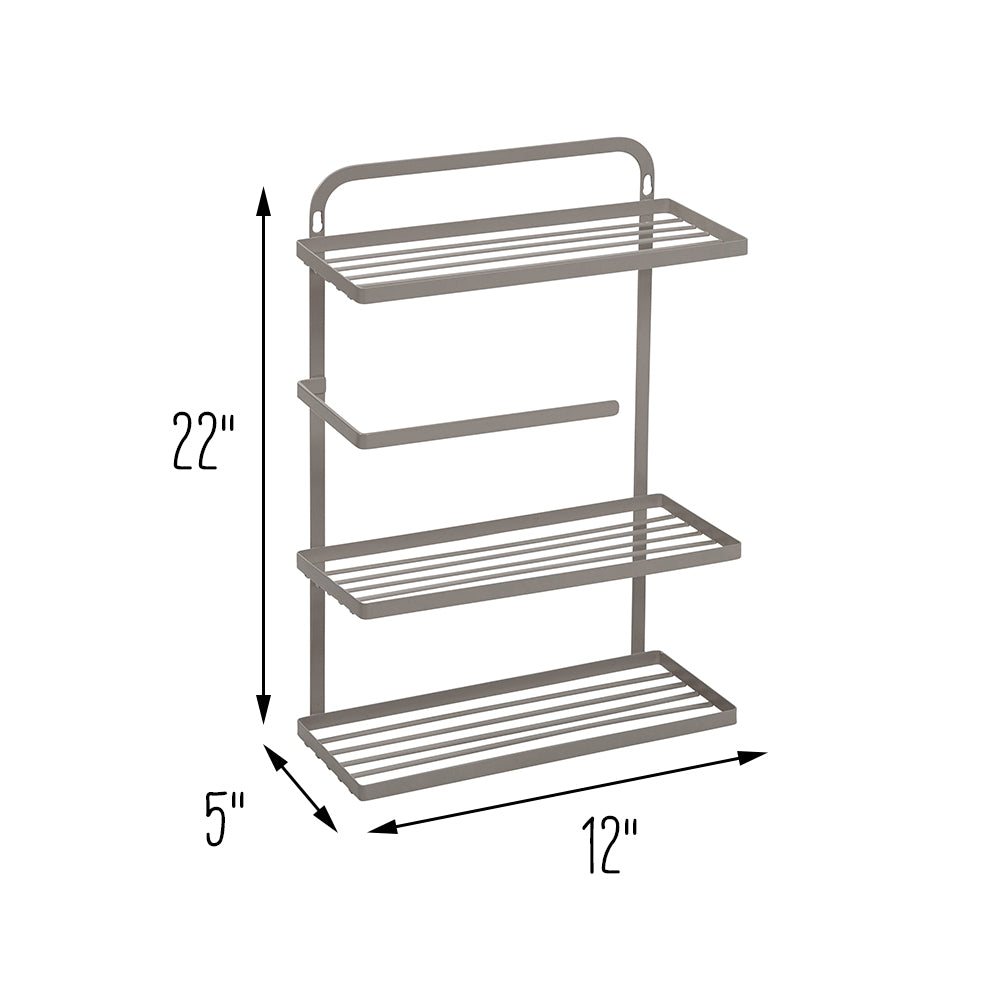 Organize It All 2 Tier Wall Mount Shelf with Towel Bars - Silver