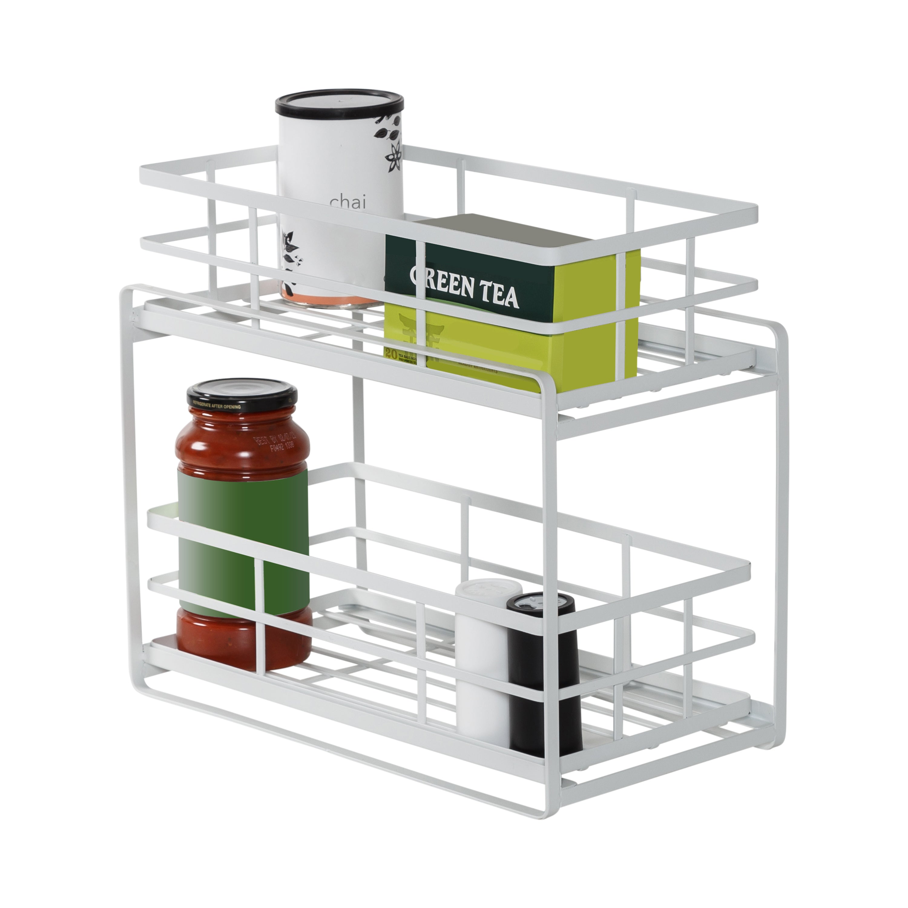 Honey Can Do Metal Bathroom Counter Organizer Shelf with 2 Tiers, White